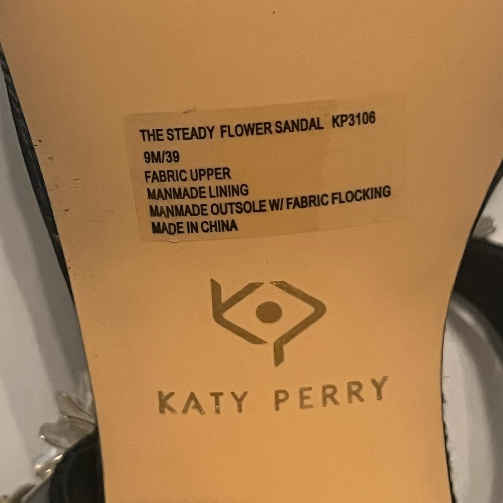 Katy Perry Black  Floral Sandals Heels new size 9 - Picture 10 of 16